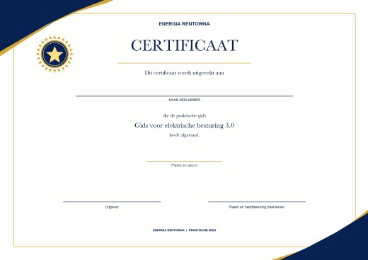 Voorbeeld van het certificaat van deelname